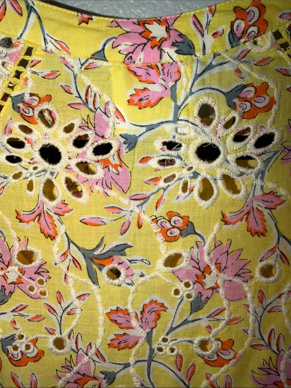 Yellow Floral Eyelet Dress - Picture 10 of 10